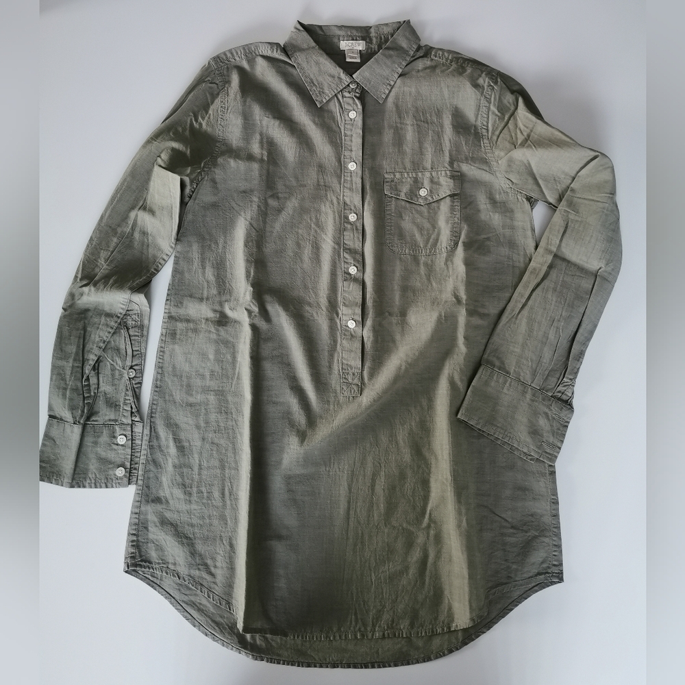J. CREW SAGE GREEN LONG SHIRT / TUNIC 100% Cotton
